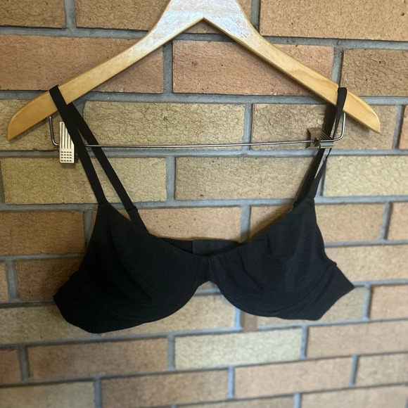 NWT Skims Black Soot Neutral Cotton Jersey T-shirt Bra Underwire Size 42A 44C - Picture 2 of 7
